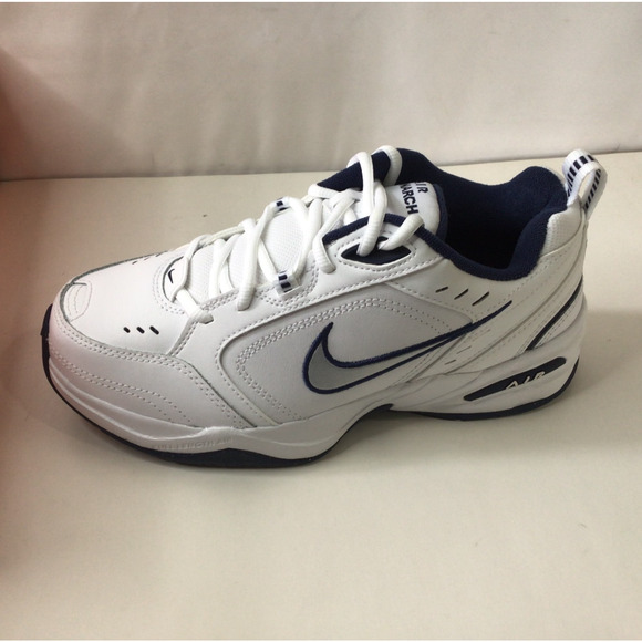 Nike Mens Air Monarch IV Training Shoes White Silver Navy Size 6.5 E Width New main image 4